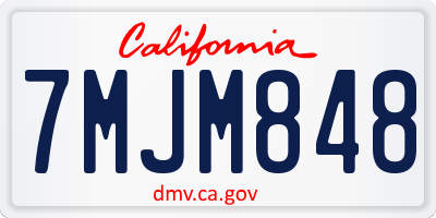 CA license plate 7MJM848