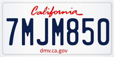 CA license plate 7MJM850