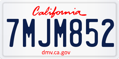 CA license plate 7MJM852