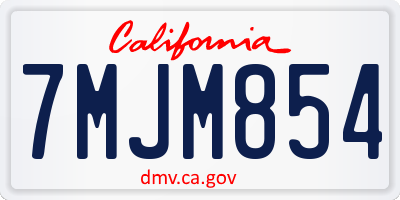 CA license plate 7MJM854