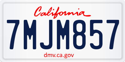 CA license plate 7MJM857