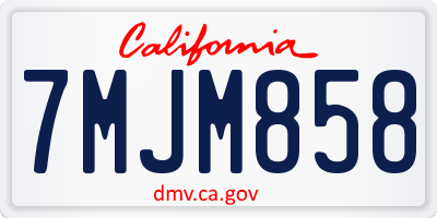 CA license plate 7MJM858