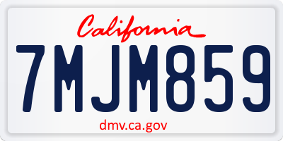 CA license plate 7MJM859