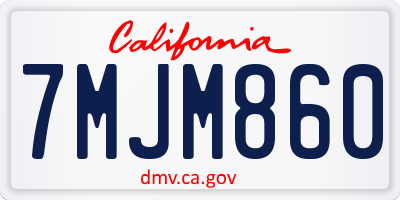 CA license plate 7MJM860