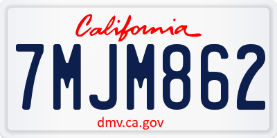 CA license plate 7MJM862