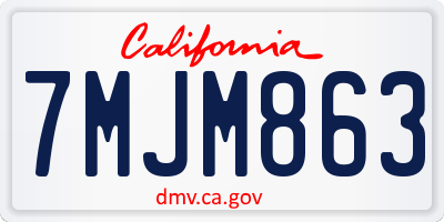 CA license plate 7MJM863