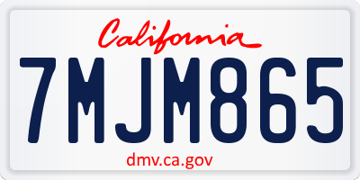 CA license plate 7MJM865