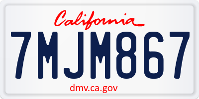 CA license plate 7MJM867