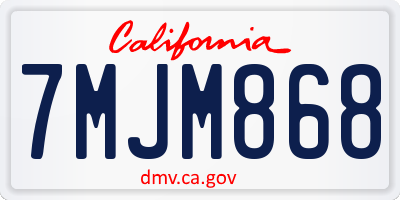 CA license plate 7MJM868