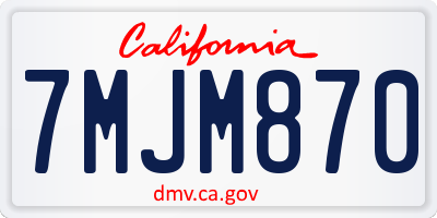 CA license plate 7MJM870