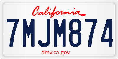 CA license plate 7MJM874