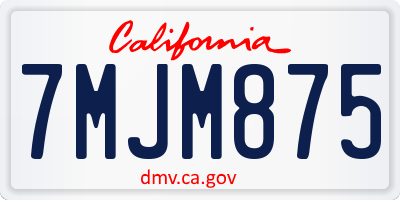 CA license plate 7MJM875