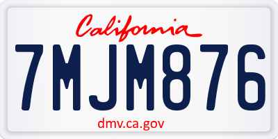 CA license plate 7MJM876