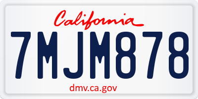 CA license plate 7MJM878