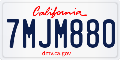 CA license plate 7MJM880