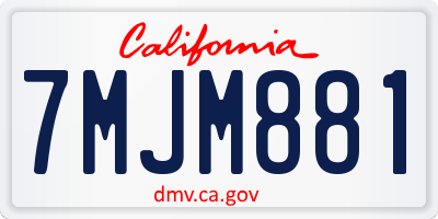 CA license plate 7MJM881