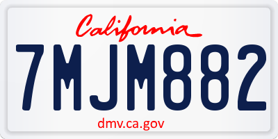 CA license plate 7MJM882