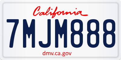 CA license plate 7MJM888