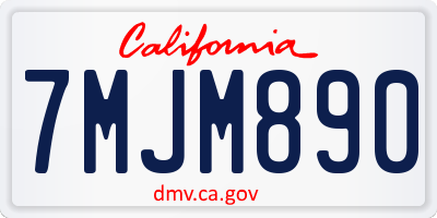 CA license plate 7MJM890