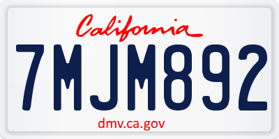 CA license plate 7MJM892