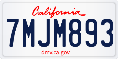 CA license plate 7MJM893