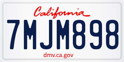 CA license plate 7MJM898