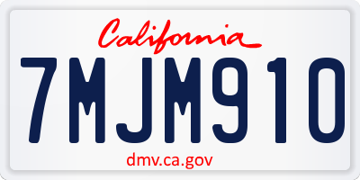 CA license plate 7MJM910