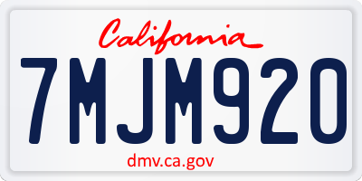 CA license plate 7MJM920