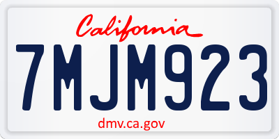 CA license plate 7MJM923