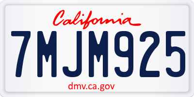 CA license plate 7MJM925