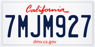 CA license plate 7MJM927