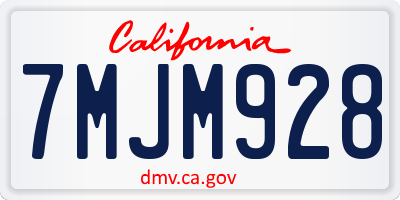 CA license plate 7MJM928