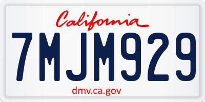 CA license plate 7MJM929