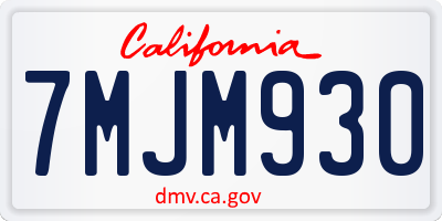 CA license plate 7MJM930