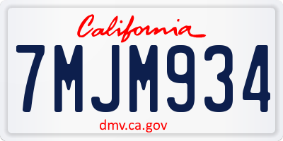 CA license plate 7MJM934