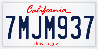 CA license plate 7MJM937