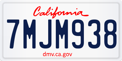 CA license plate 7MJM938