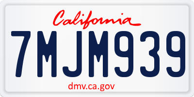 CA license plate 7MJM939