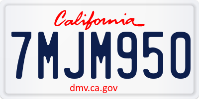 CA license plate 7MJM950