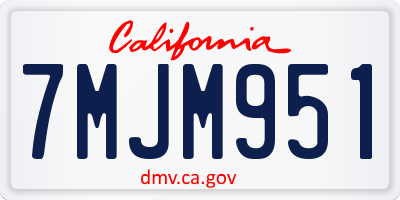 CA license plate 7MJM951