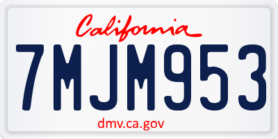 CA license plate 7MJM953