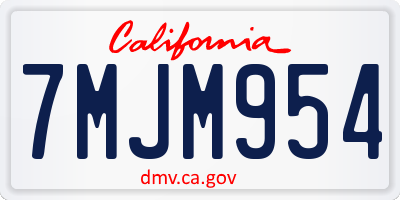 CA license plate 7MJM954