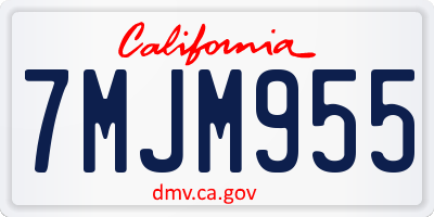 CA license plate 7MJM955