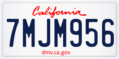 CA license plate 7MJM956