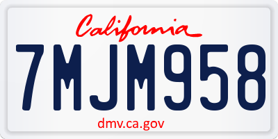 CA license plate 7MJM958