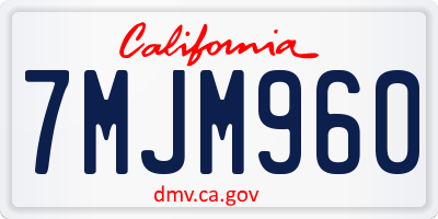 CA license plate 7MJM960