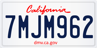 CA license plate 7MJM962