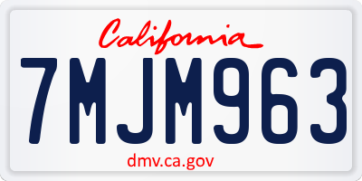 CA license plate 7MJM963