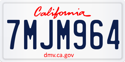 CA license plate 7MJM964