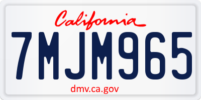 CA license plate 7MJM965